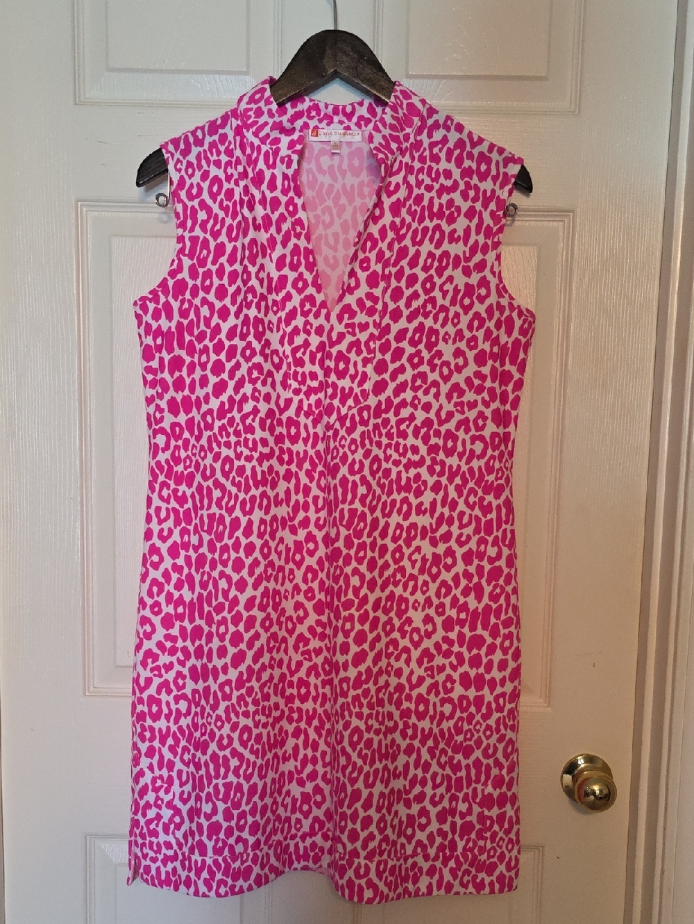 Jude Connally Hot Pink and White  Leopard Shift Dress